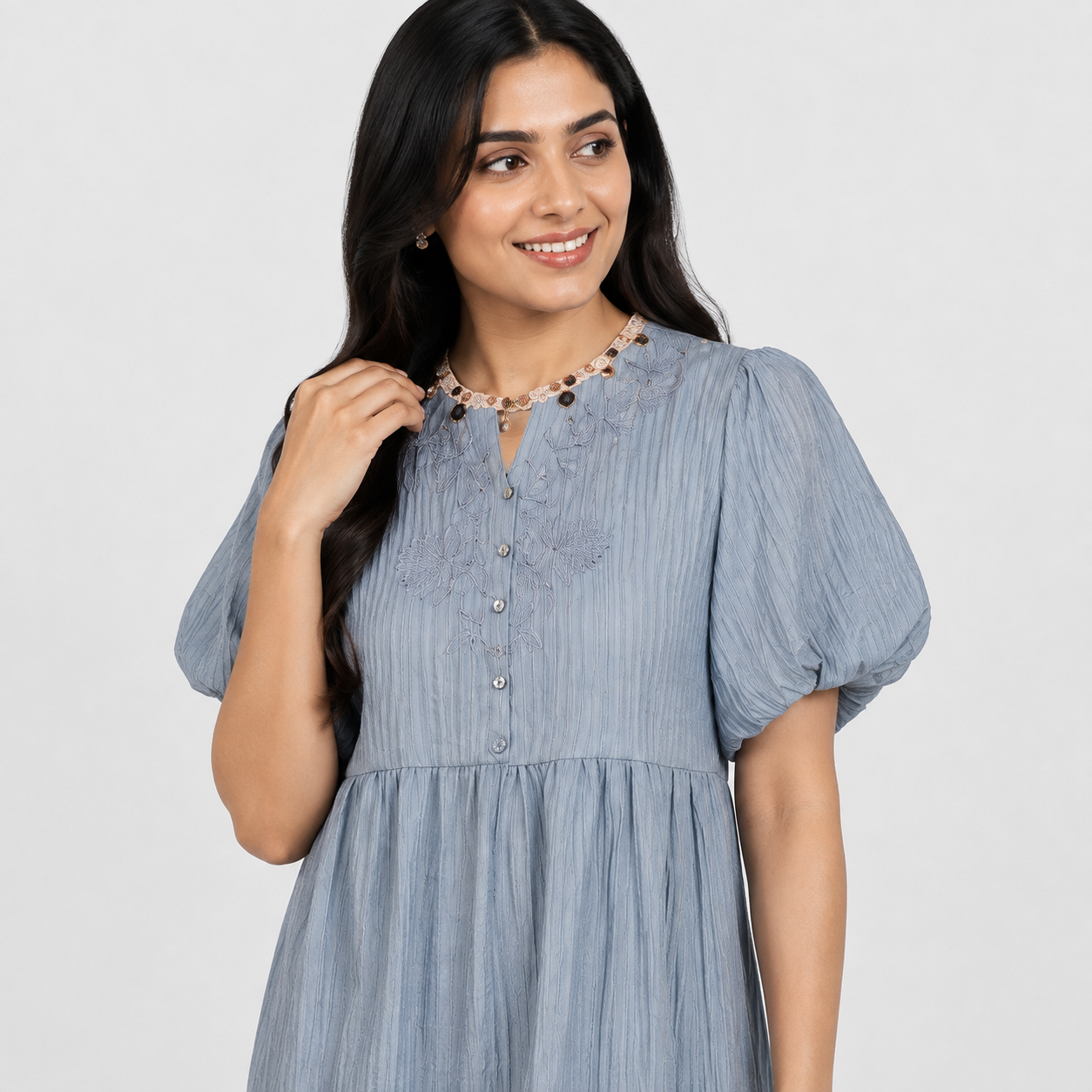 Embroidered Tiered Dress
