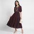 Embroidered V-Neck Flared Dress