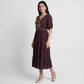 Embroidered V-Neck Flared Dress