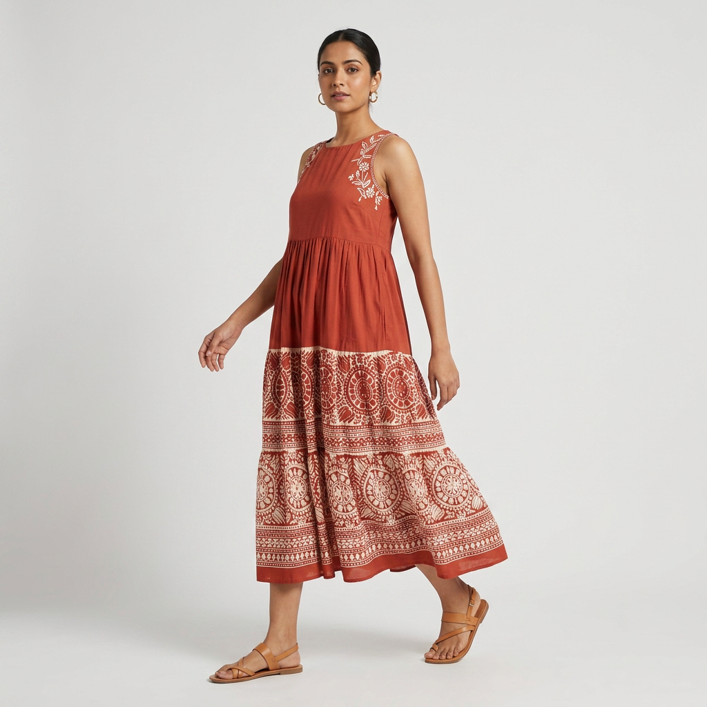 Embroidered Tiered Dress