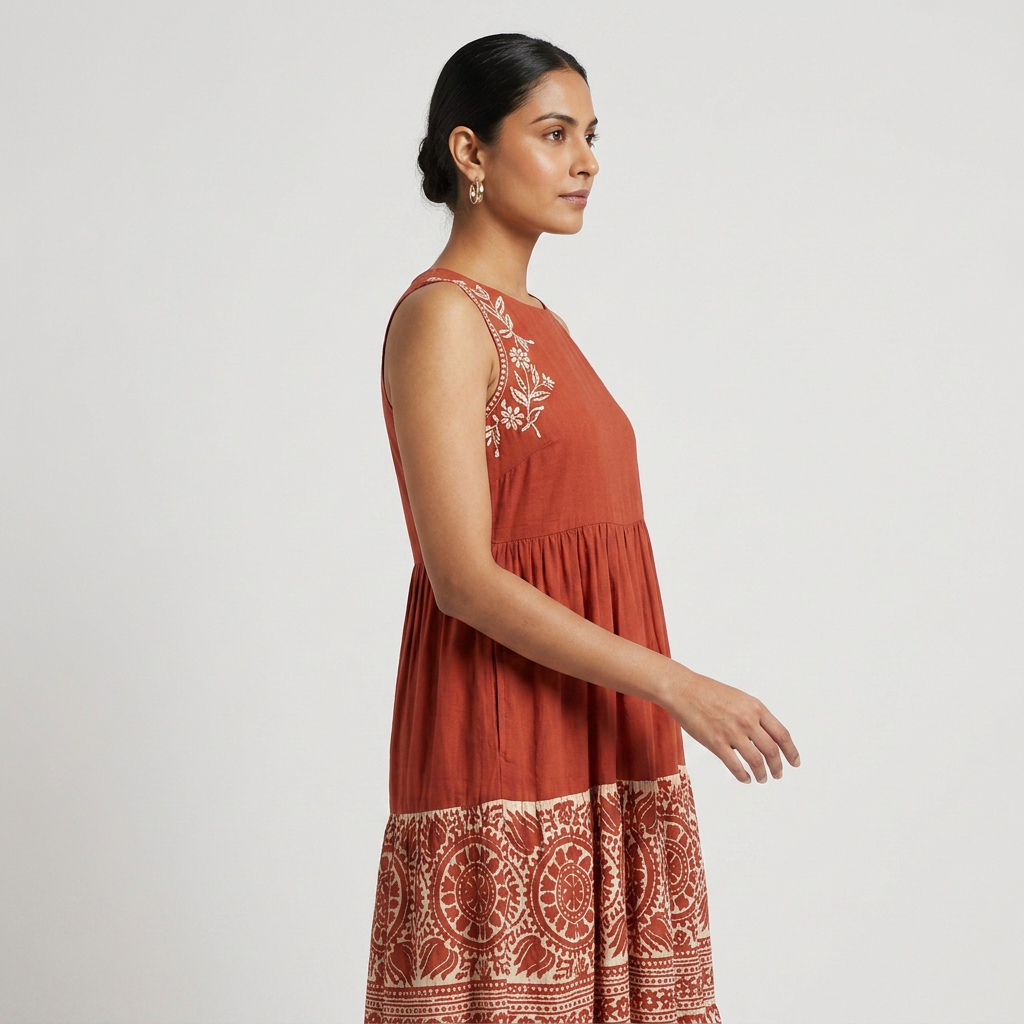 Embroidered Tiered Dress