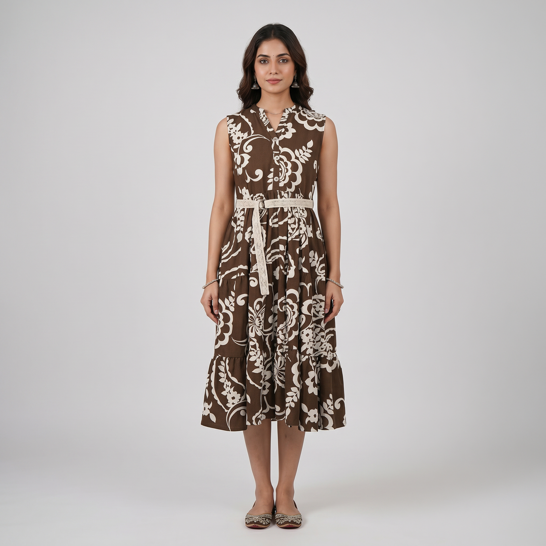 Printed A-Line Shirt Dress
