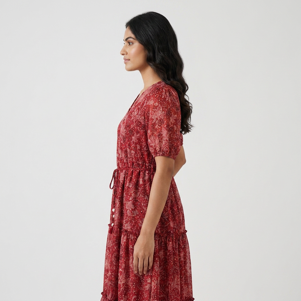 V-Neck Tiered Dress