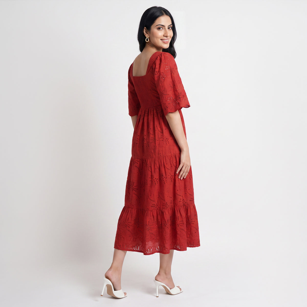 Cotton Solid Flared Dress