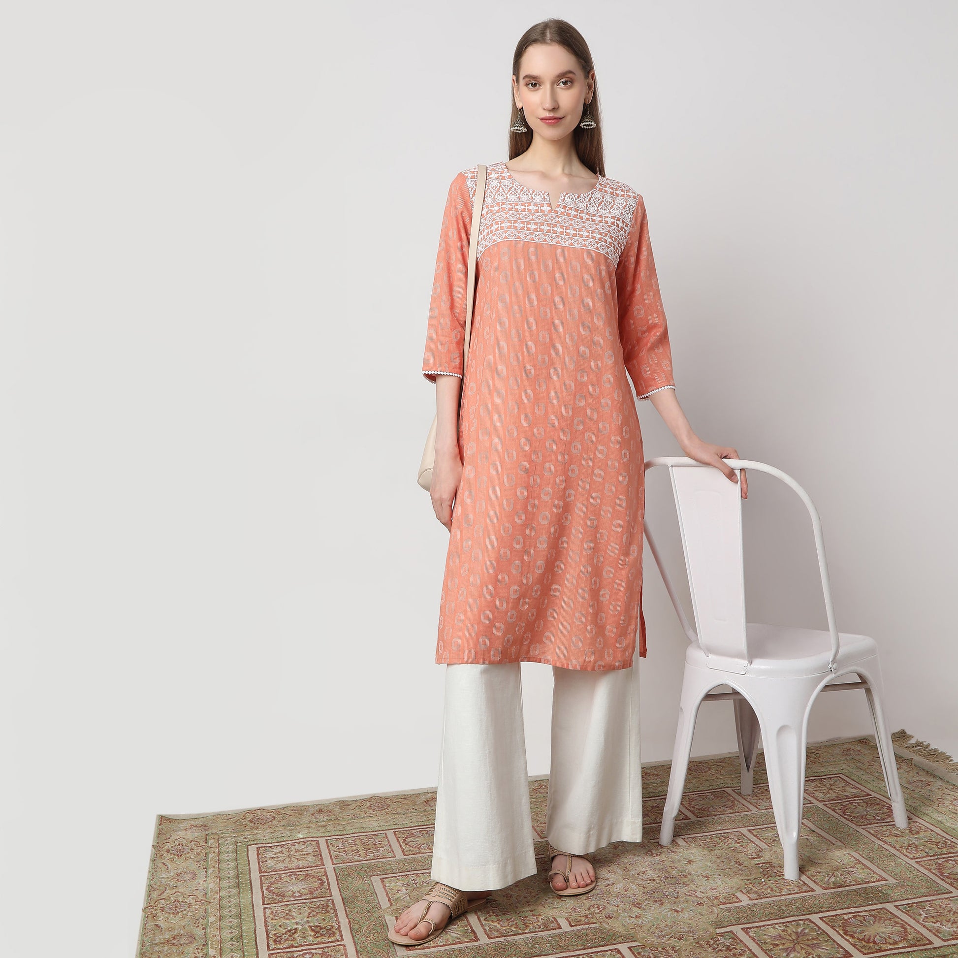 Straight Fit Embroidered Kurta