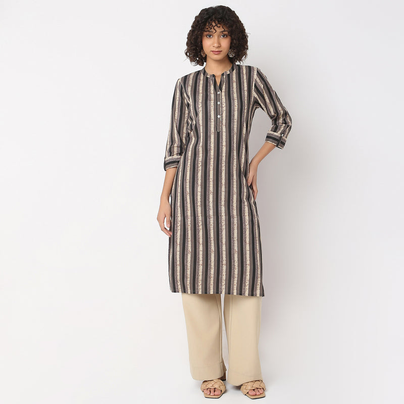 Regular Fit Striped Kurta