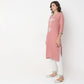Straight Fit Embroidered Below Knee Boat Neck Table Kurta