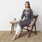 Straight Fit Embroidered Below Knee Boat Neck Table Kurta