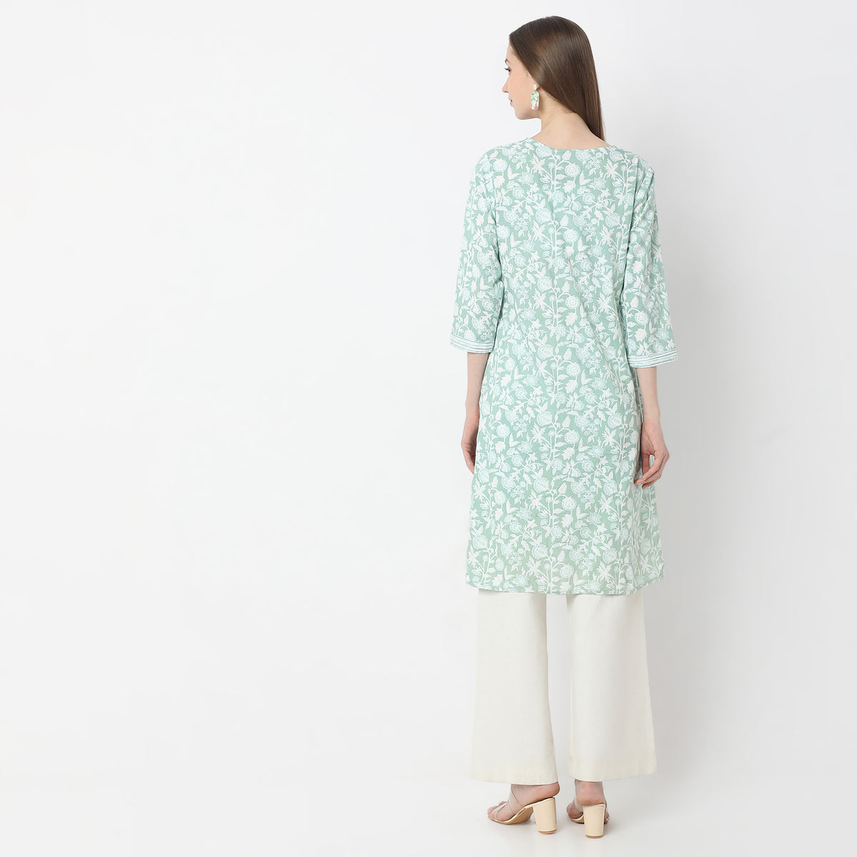 Printed Knee Length Yoke Straight Table Kurta