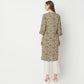 Printed Below Knee Band Collar Straight Table Kurta