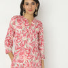 Straight Fit Printed Band Collar Calf Length Kurta