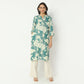 Straight Fit Printed Band Collar Calf Length Kurta