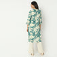 Straight Fit Printed Band Collar Calf Length Kurta