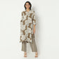 Straight Fit Printed Band Collar Calf Length Kurta