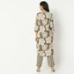 Straight Fit Printed Band Collar Calf Length Kurta