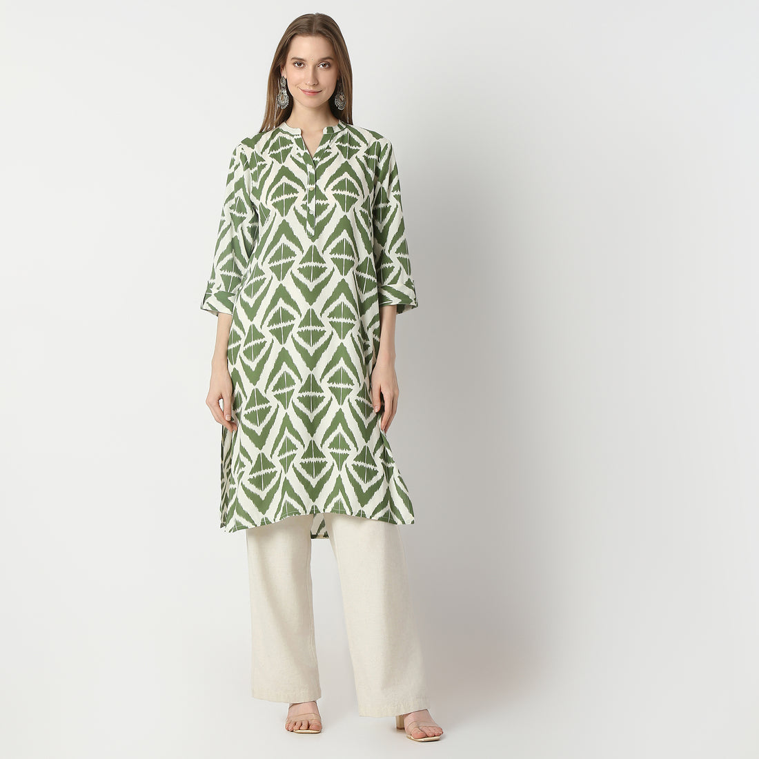 Straight Fit Printed Knee Length Kurta