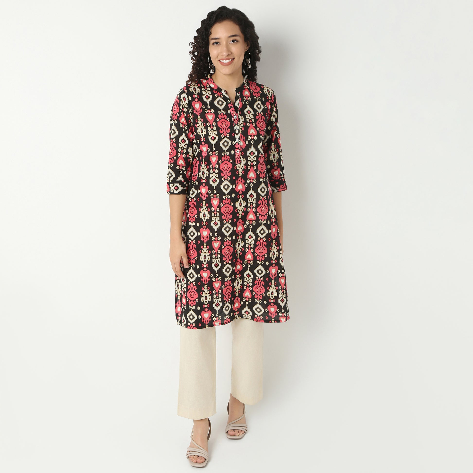 Half Placket Kurta-Cambric
