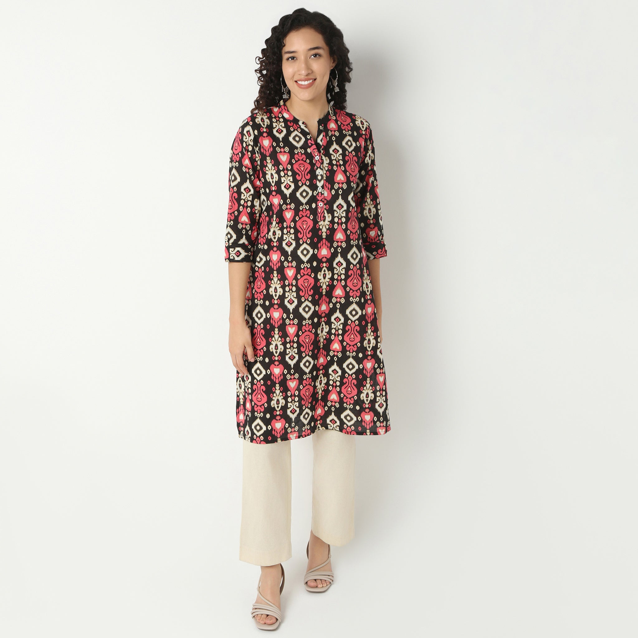 Half Placket Kurta-Cambric