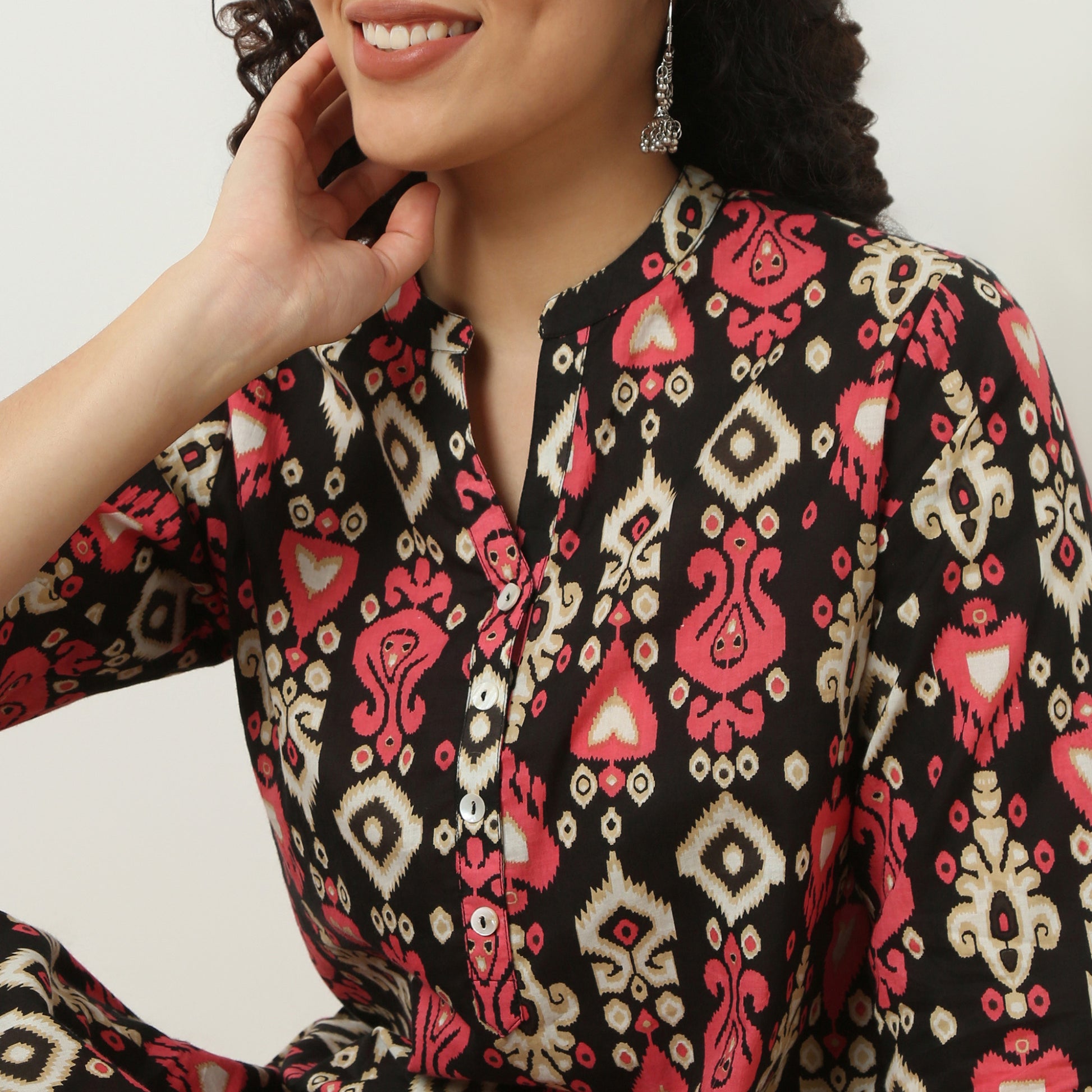 Half Placket Kurta-Cambric