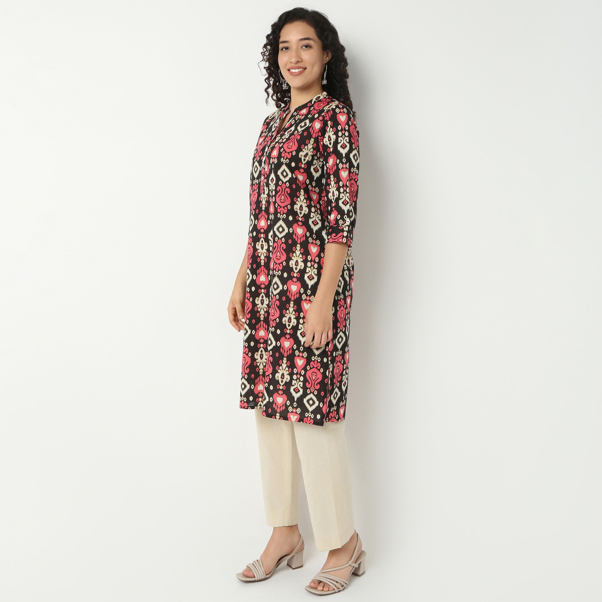 Half Placket Kurta-Cambric