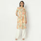 Straight Fit Printed Band Neck Calf Length Kurta