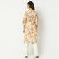 Straight Fit Printed Band Neck Calf Length Kurta