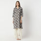 Straight Fit Floral Print Knee Length Kurta