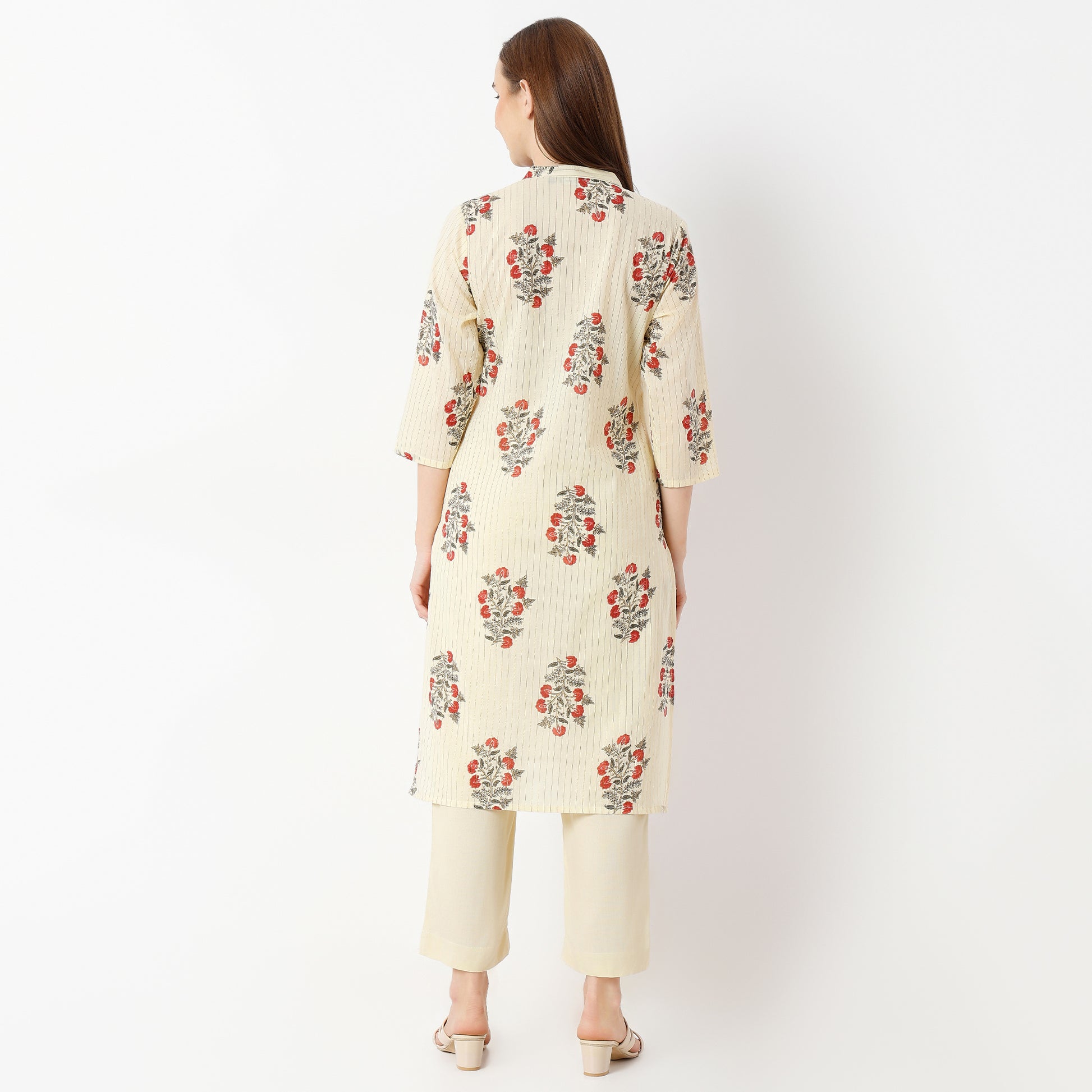 Straight Fit Printed V-Neck Kurta