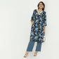 Straight Fit Printed V-Neck Calf Length Kurta
