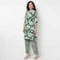 Straight Fit Printed V-Neck Calf Length Kurta