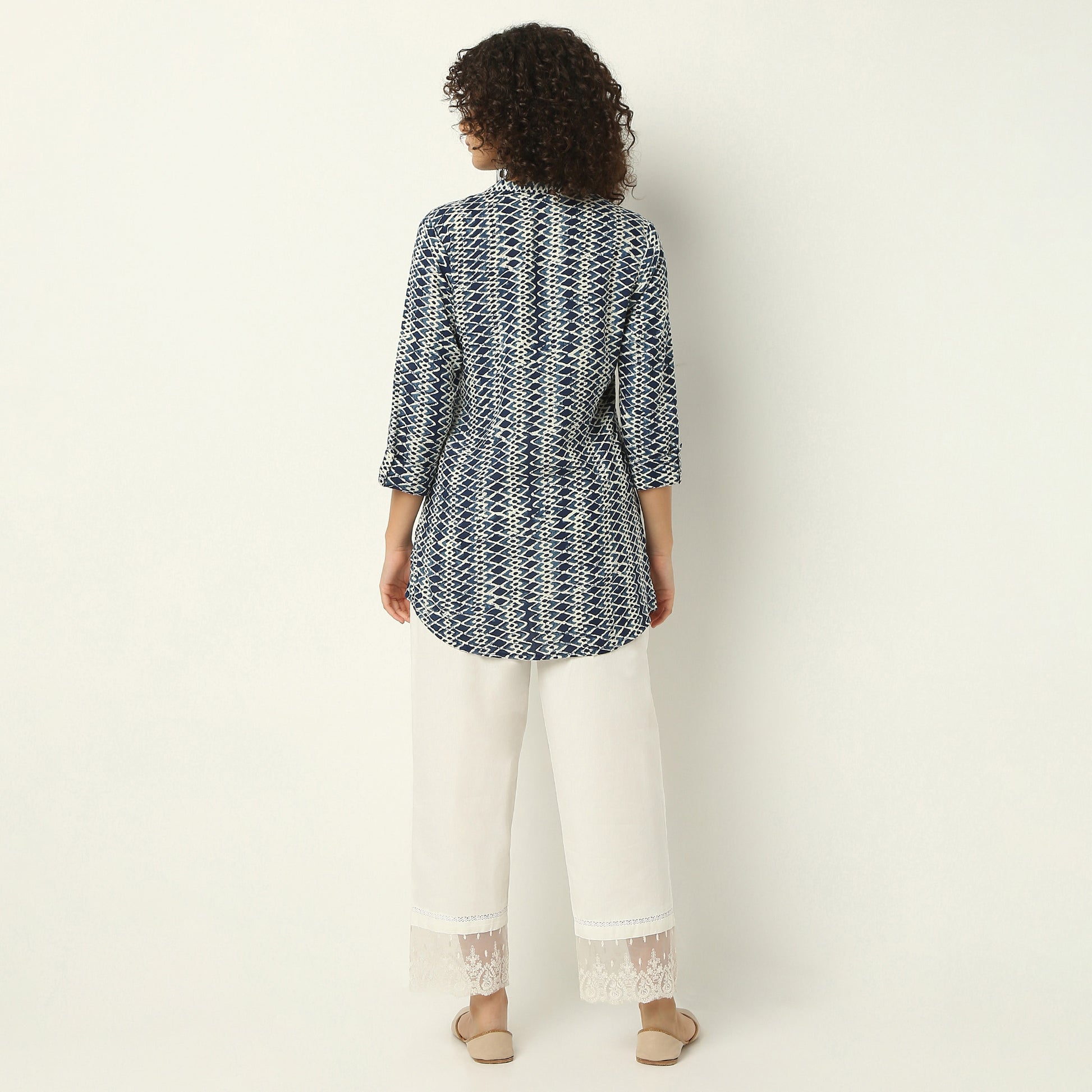 Regular Fit Printed Band Neck Kurta