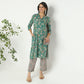 Straight Fit Printed Band Neck Calf Length Kurta