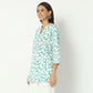 Straight Fit Printed Band Collar Above Knee Kurta