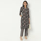 Regular Fit Printed Band Collar Below Knee Kurta