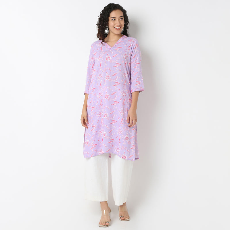 V-Neck Long Kurta