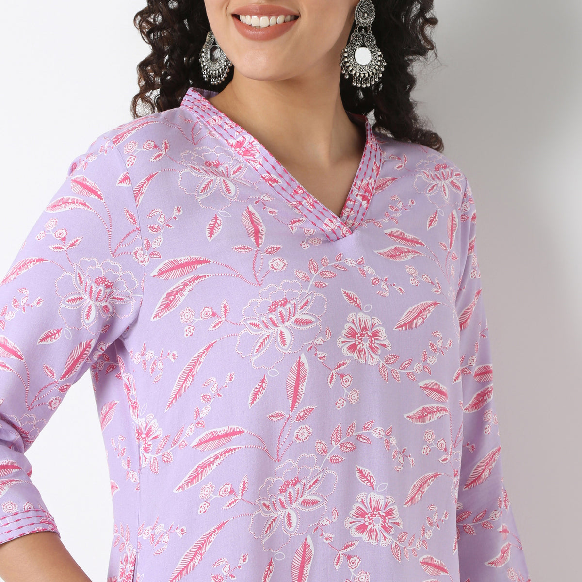 V-Neck Long Kurta