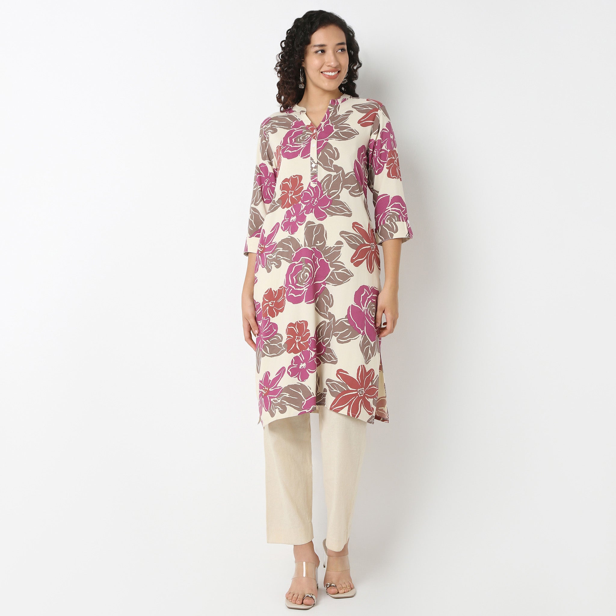 Half Placket Kurta-Rayon