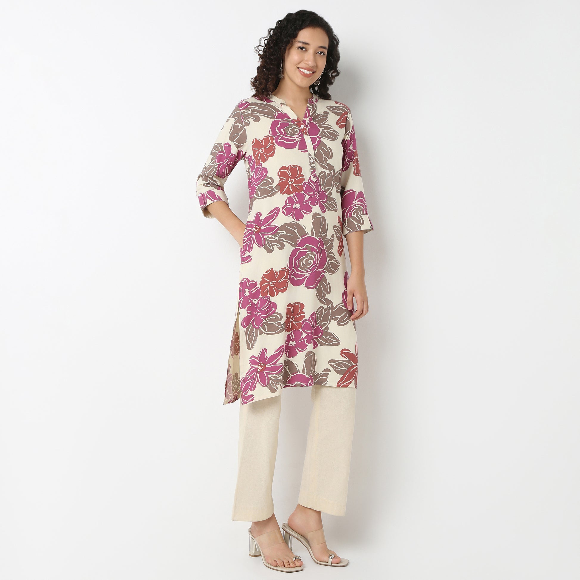 Half Placket Kurta-Rayon