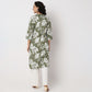 Printed Knee Length Straight Half Placket Kurta