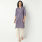 V-Neck Long Kurta With Notched Collar