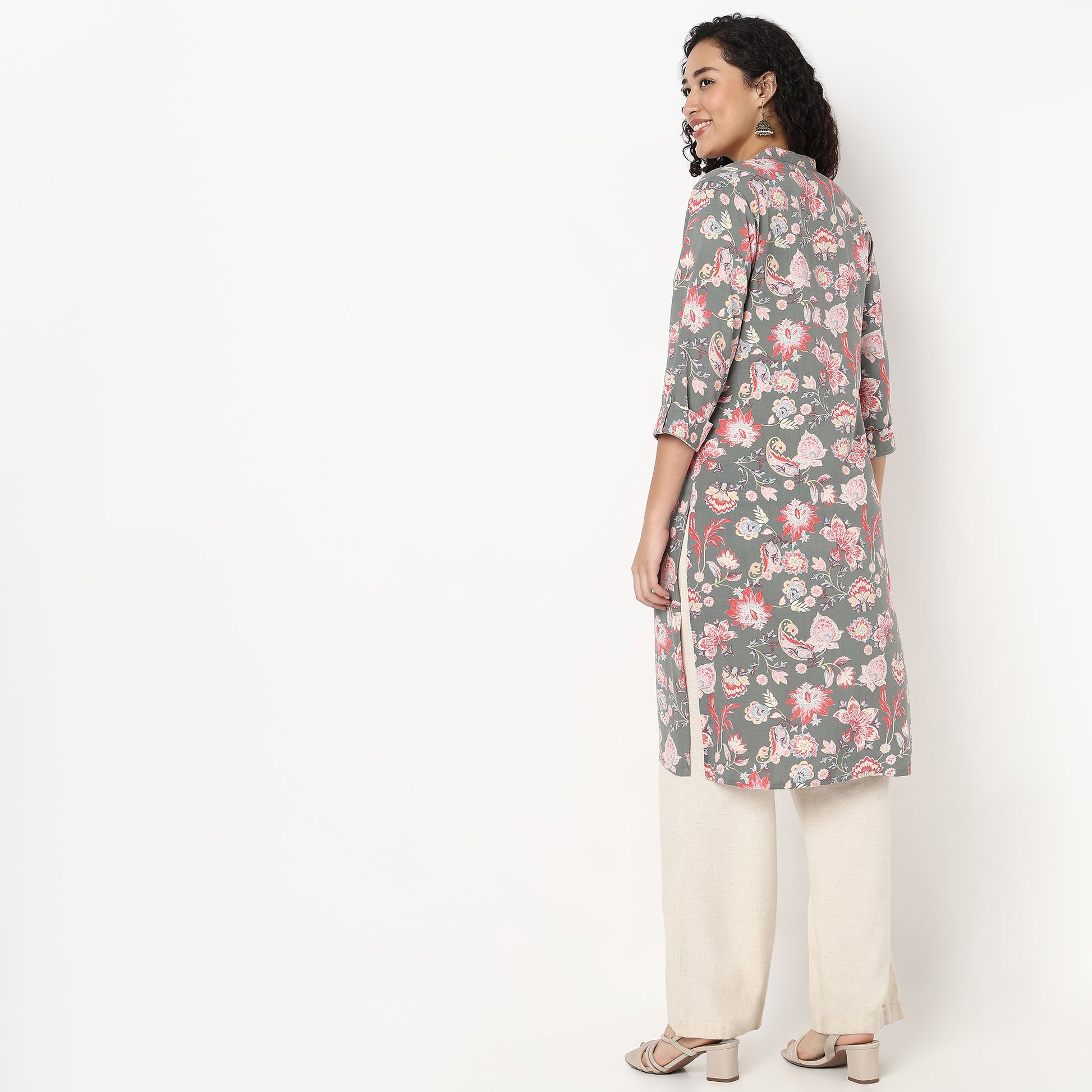 Full Placket Printed Long Kurta