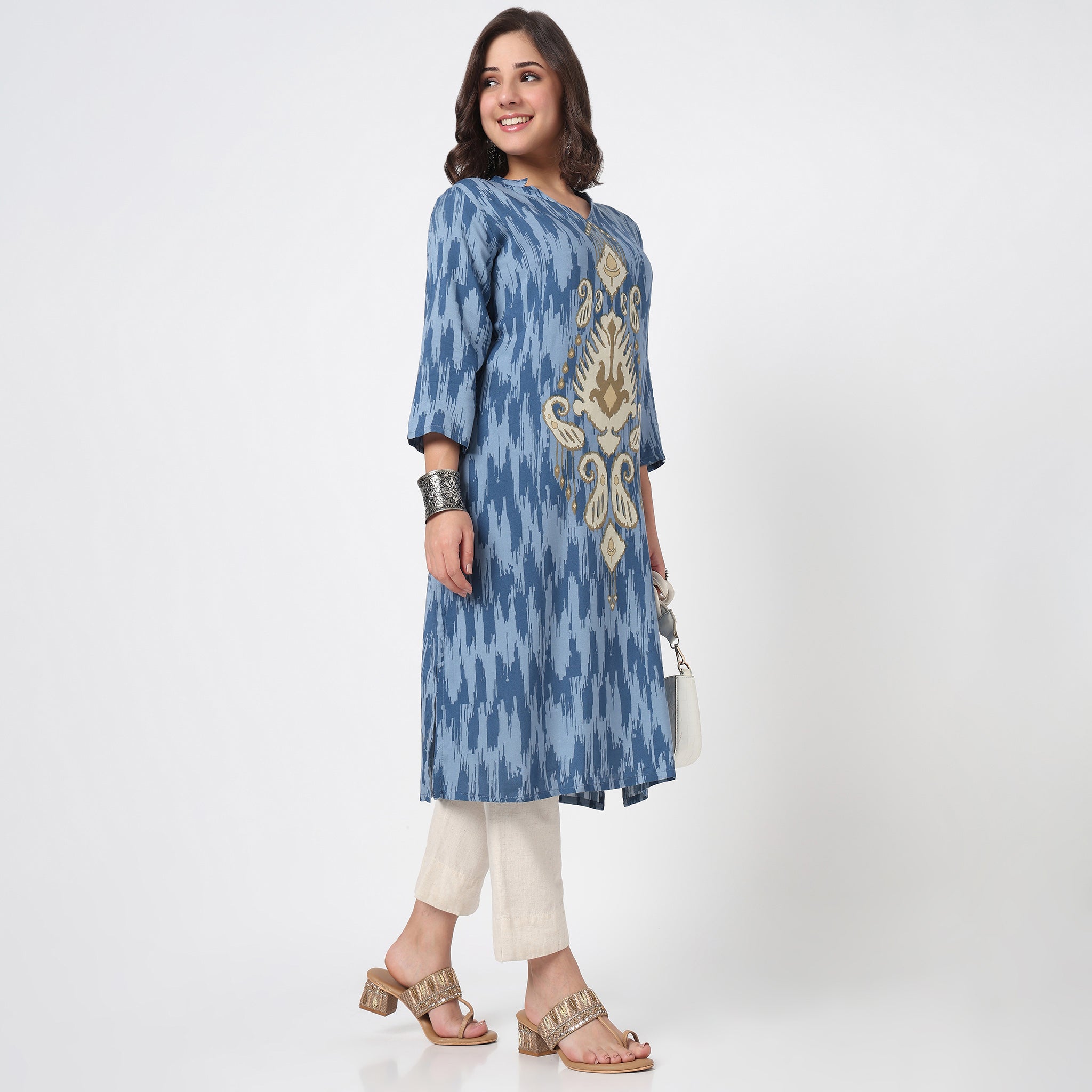 V-Neck Placement Printed Kurta