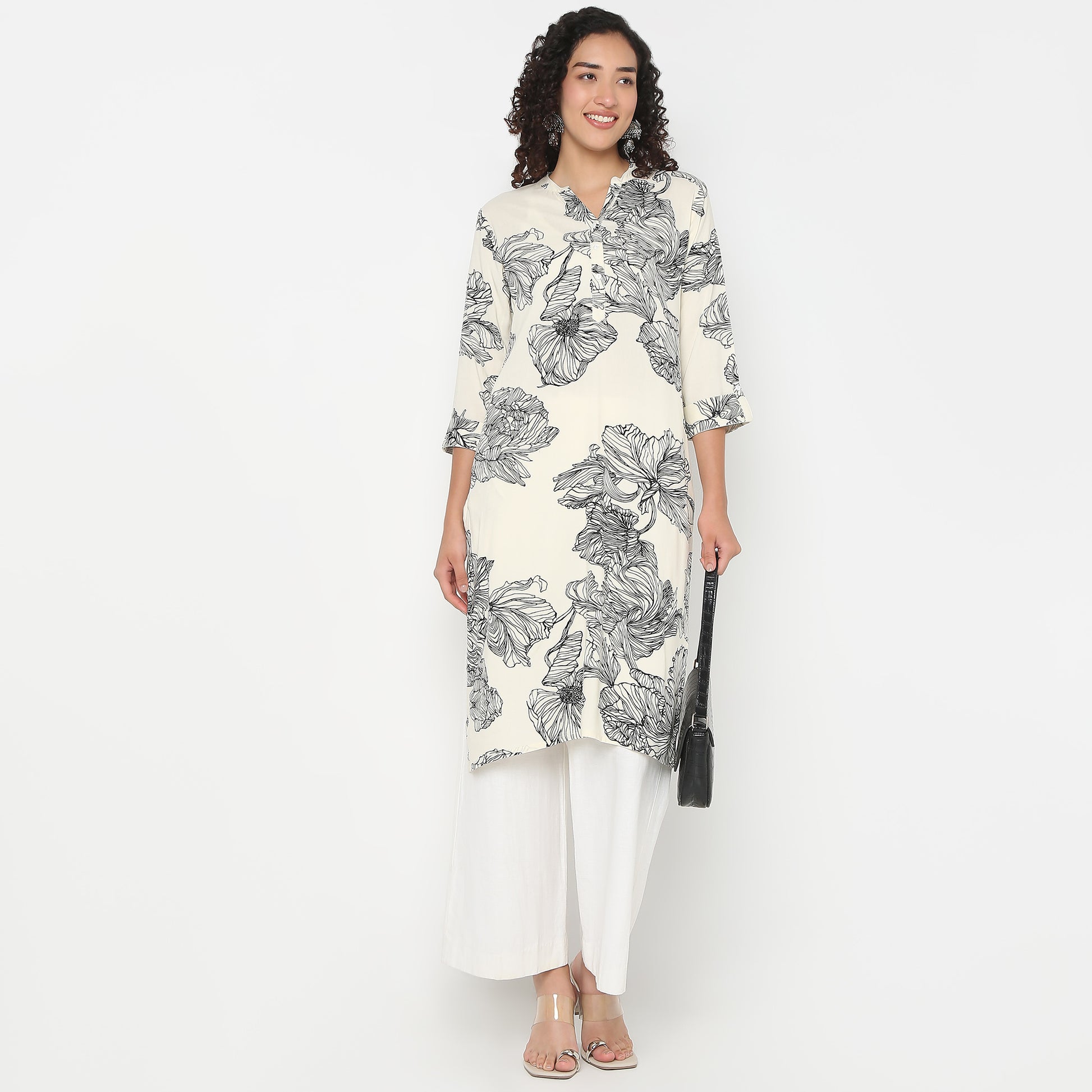 Half Placket Rayon Kurta