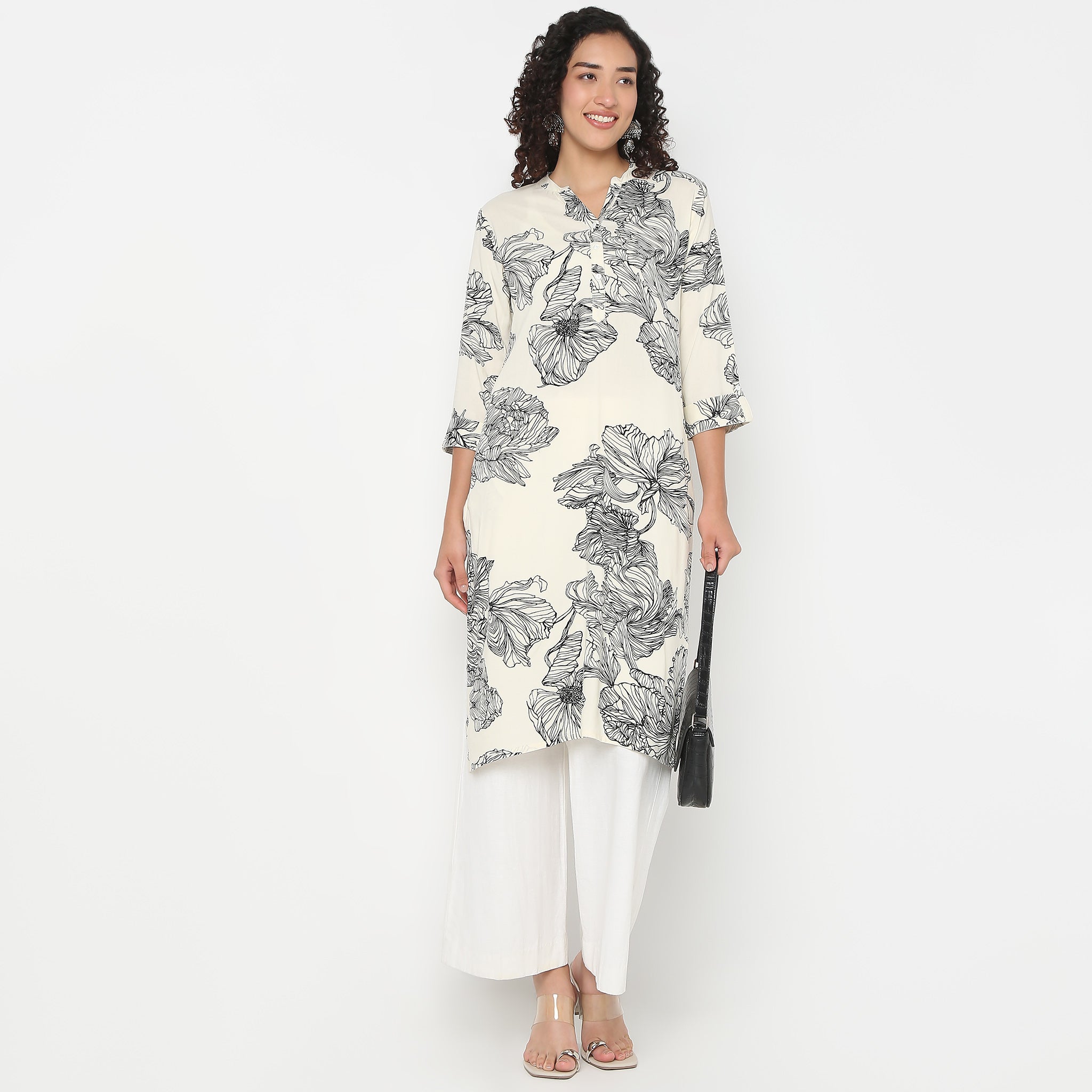 Half Placket Rayon Kurta