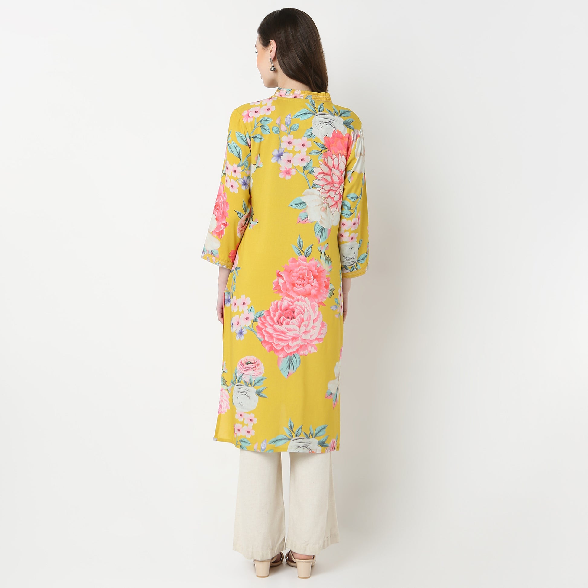 V-Neck With Couching Long Kurta