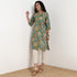 Floral Print Band Neck Half Placket Kurta