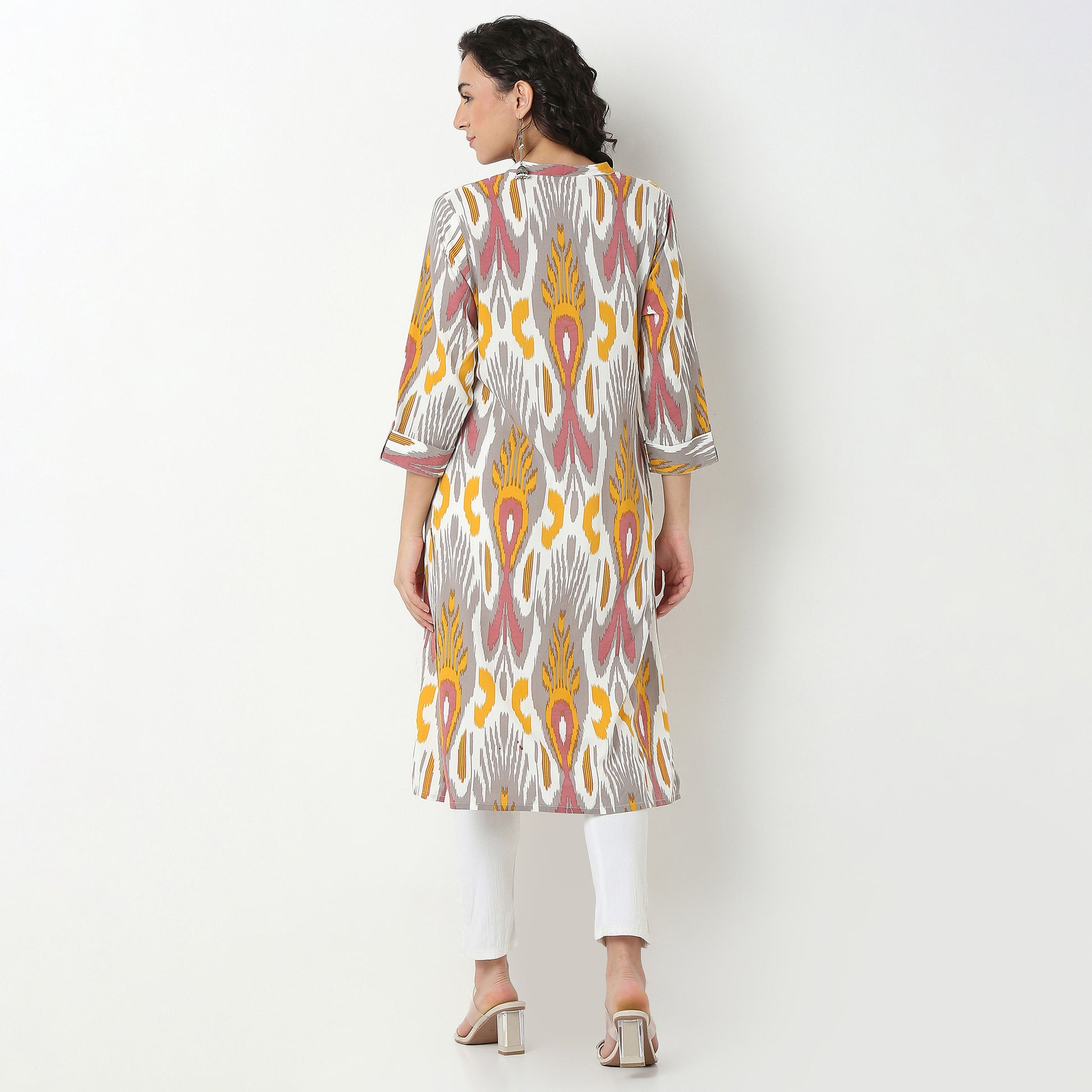 Printed Rayon Kurta, Knee Length