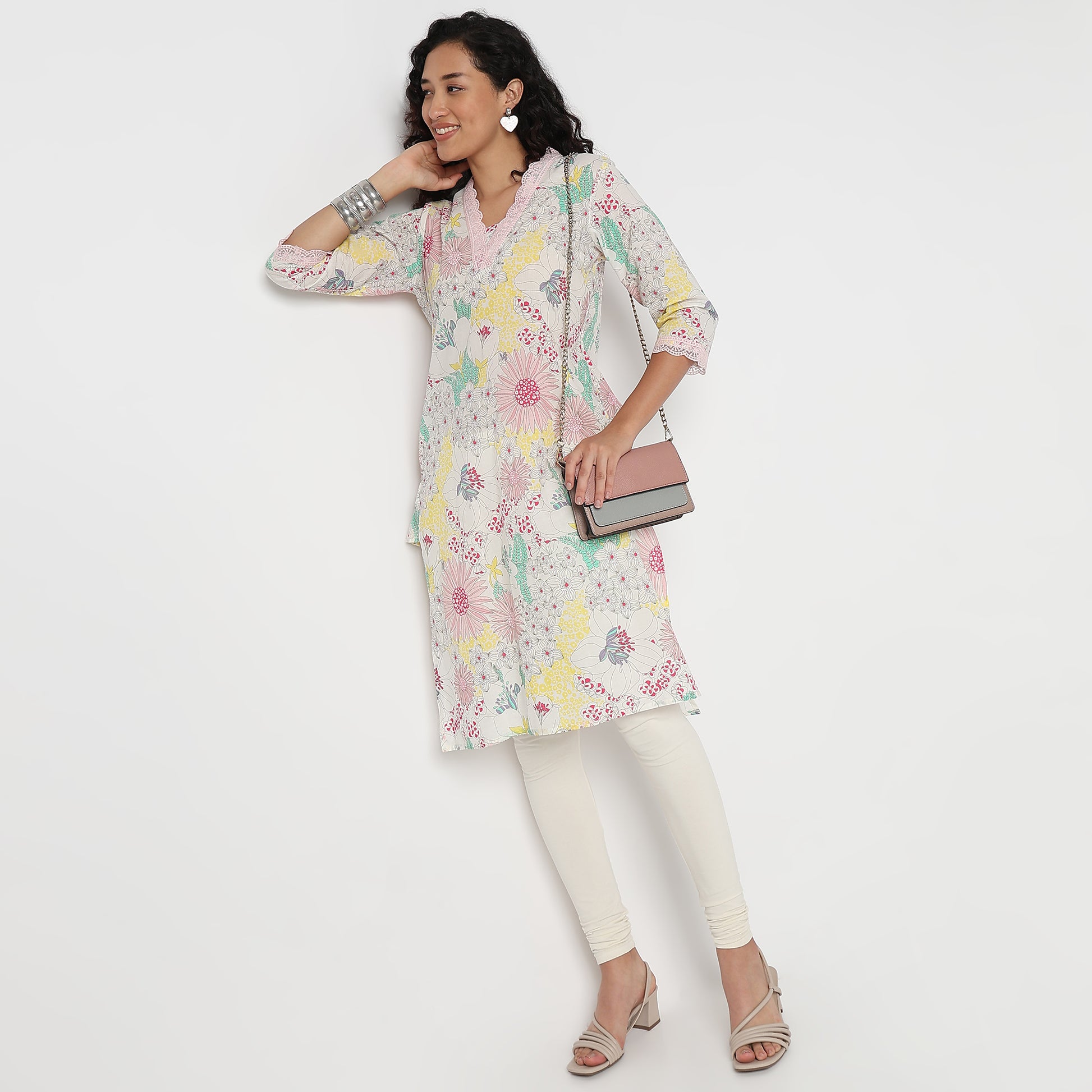 V-Neck Kurta with Long Lace 