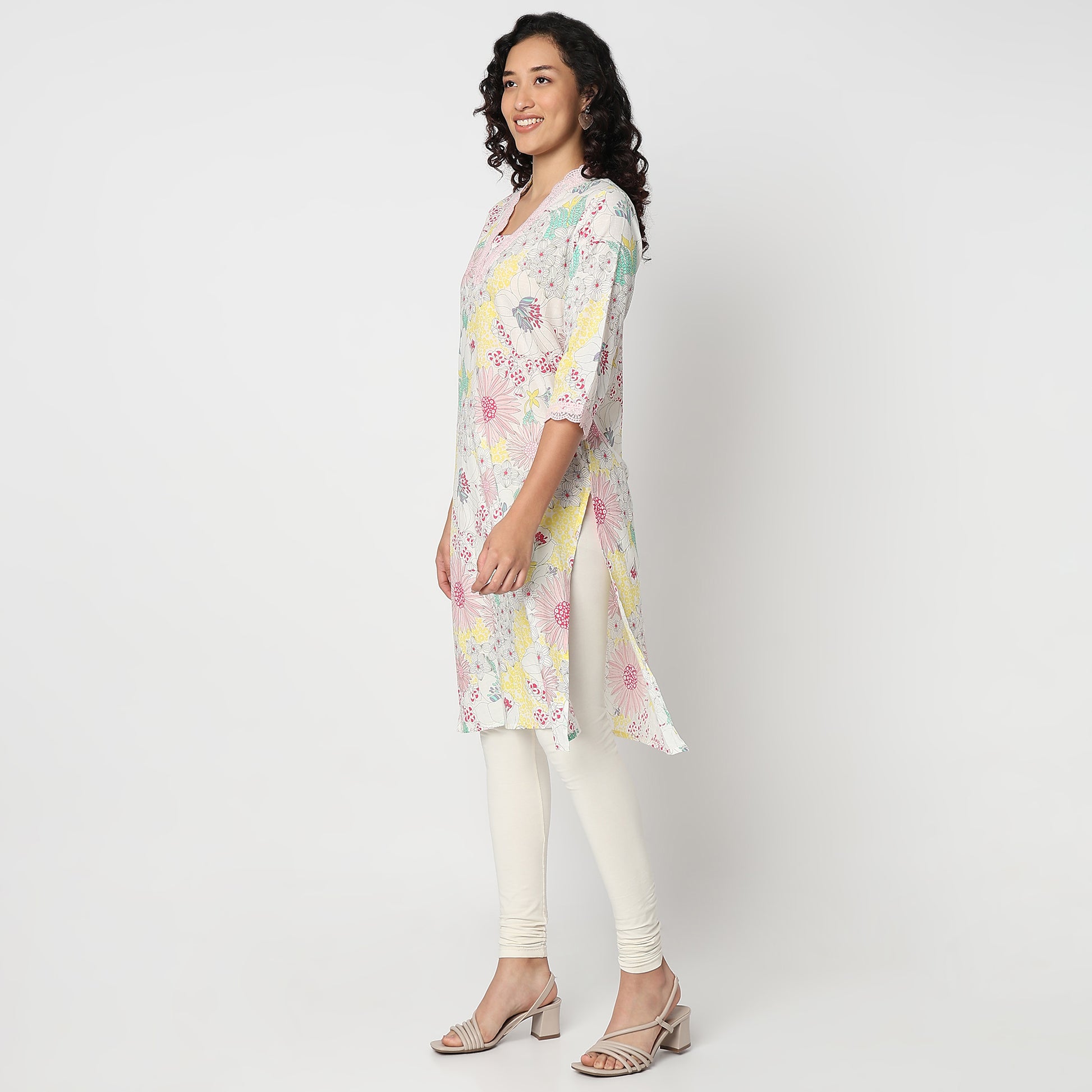 V-Neck Kurta with Long Lace 