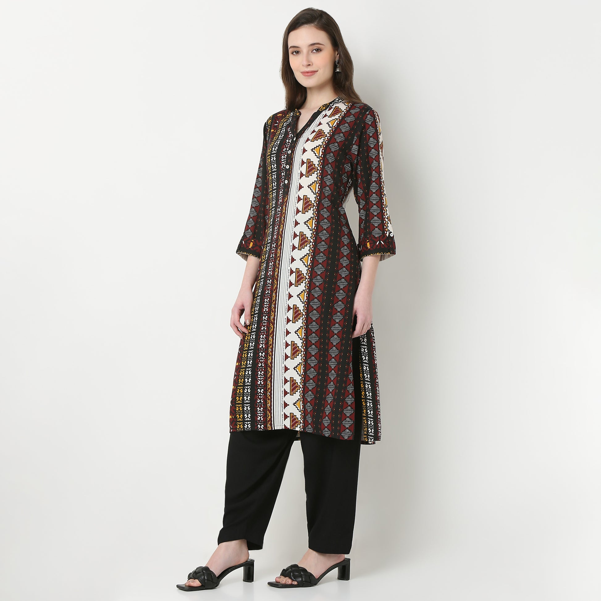 Half Placket Printed Kurta